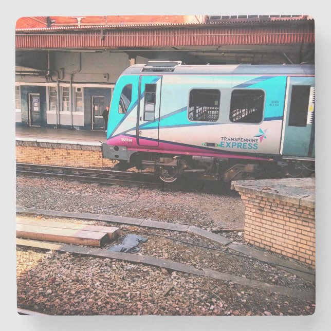 Hellblauer Zug Steinuntersetzer (Vorderseite)