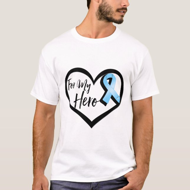 Hellblaues Bewusstseins-Band für meinen Held T-Shirt (Vorderseite)