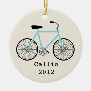 Hellblaues Fahrrad-personalisierte Verzierung Keramik Ornament