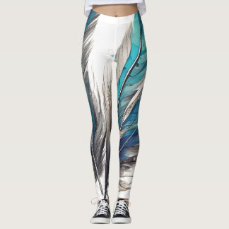 Hellblaues Federtrio Leggings