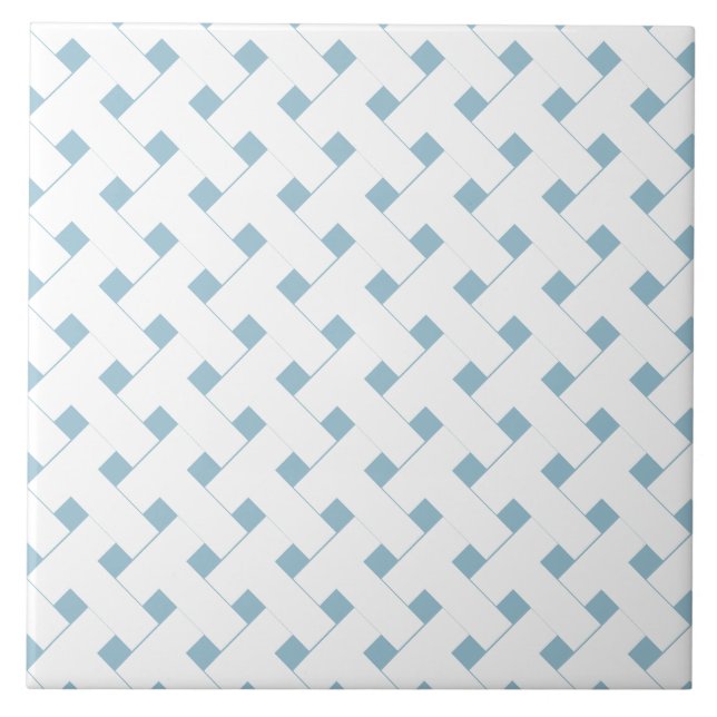 Hellblaues geometrisches Gittermuster  Fliese (Vorderseite)
