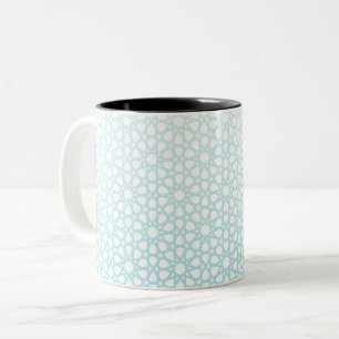 Hellblaues geometrisches Gittermuster Zweifarbige Tasse
