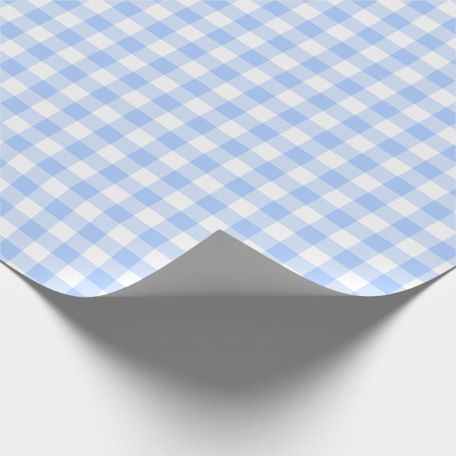Hellblaues Gingham-Karo-Muster Geschenkpapier (Ecke)