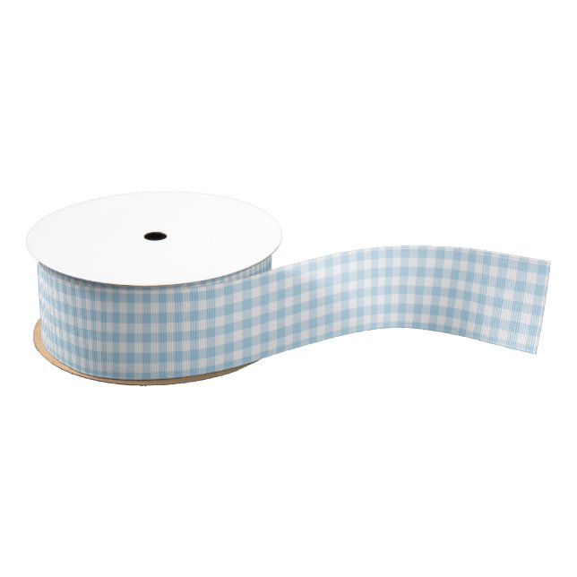 Hellblaues Gingham-Muster-Band Ripsband (Spule)