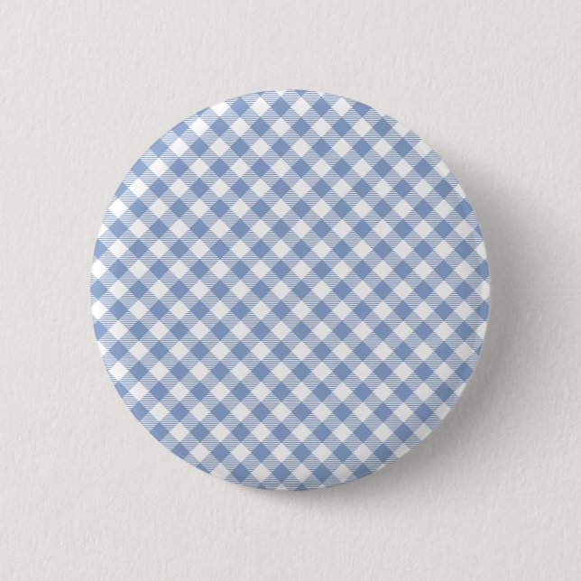 Hellblaues Gingham-Muster Klassischer Karomuster-D Button (Vorderseite)