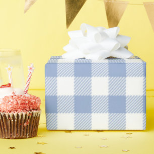 Hellblaues Gingham-Muster Klassischer Karomuster-D Geschenkpapier