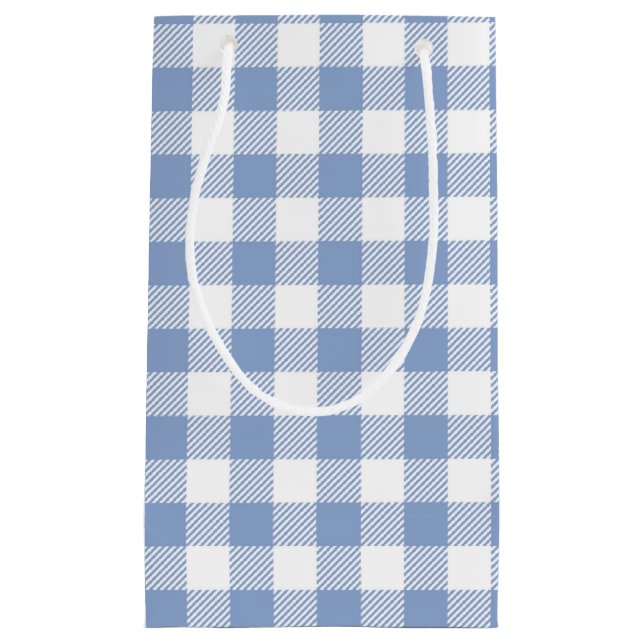Hellblaues Gingham-Muster Klassischer Karomuster-D Kleine Geschenktüte (Vorderseite)