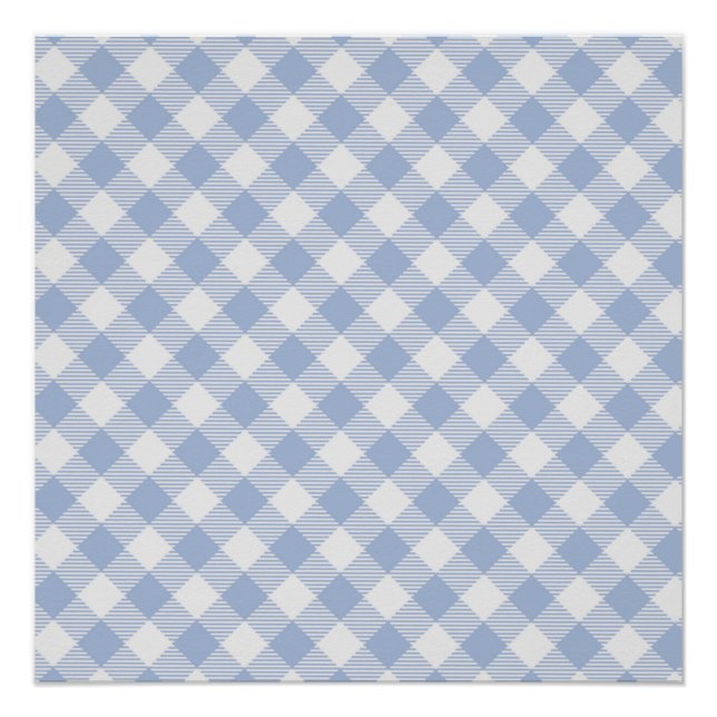 Hellblaues Gingham-Muster Klassischer Karomuster-D Poster (Vorderseite)