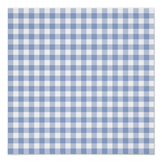 Hellblaues Gingham-Muster Klassischer Karomuster-D Poster (Vorderseite)