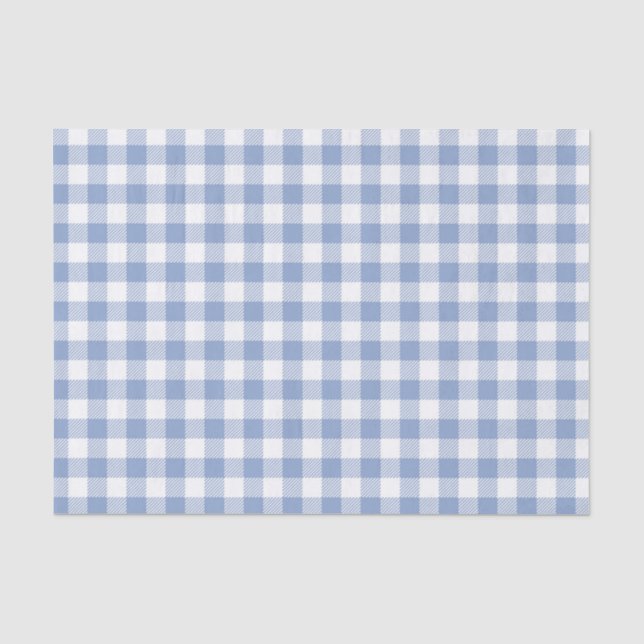 Hellblaues Gingham-Muster Klassischer Karomuster-D Seidenpapier (Vorderseite)
