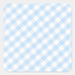 Hellblaues Gingham-Muster Quadratischer Aufkleber