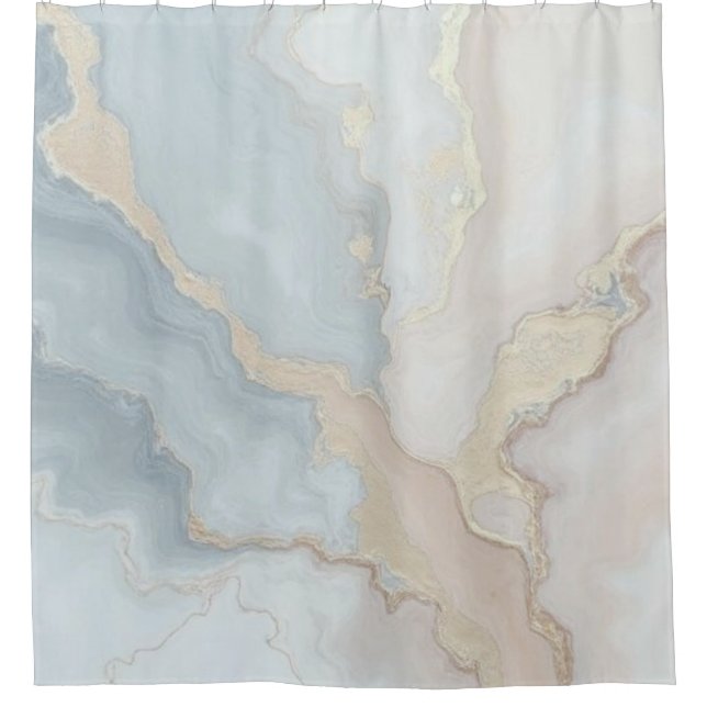Hellblaues Grau Beige Creme Abstrakt Duschvorhang (Vorderseite)