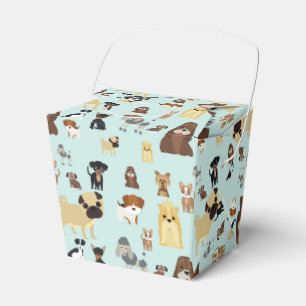 hellblaues Hundemuster. Geschenkschachtel