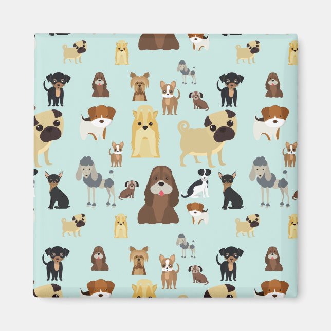 hellblaues Hundemuster. Magnet (Vorne)
