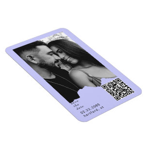 Hellblaues Immergrün-Paar-Foto-QR-Code-Hochzeit Magnet