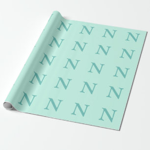 Hellblaues Initial Buchstabe Trendy Pastell Mint B Geschenkpapier