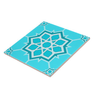 Hellblaues islamisches geometrisches nahtloses Mus Fliese