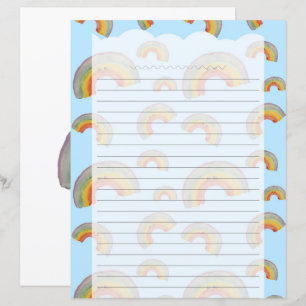 Hellblaues Kawaii-Regenbogen-Schreibpapier