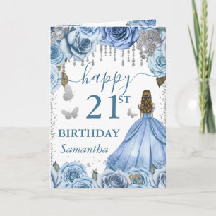 Hellblaues Kleid Blonde Prinzessin Geburtstag Karte