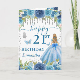 Hellblaues Kleid Blonde Prinzessin Geburtstag Karte