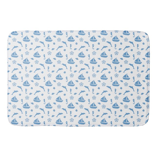 Hellblaues maritimes Badezimmer-Badmatte Design Badematte (Vorderseite)