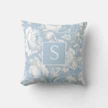 Hellblaues Monogramm-Blumen-Chinoiserie