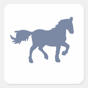 Hellblaues Pferdesilhouette-Sticker Quadratischer Aufkleber