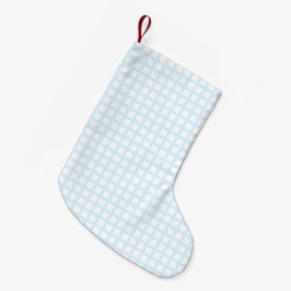 Hellblaues Quadrat-Muster Kleiner Weihnachtsstrumpf