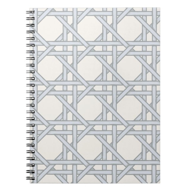 Hellblaues Rattan-Geflecht, Creme Notizblock (Vorderseite)