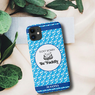 Hellblaues Retro-Muster Otter Kanu Benutzerdefinie Case-Mate iPhone Hülle