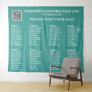 Hellblaues Sitzplan-Logo Event-Schild Elegant Wandteppich