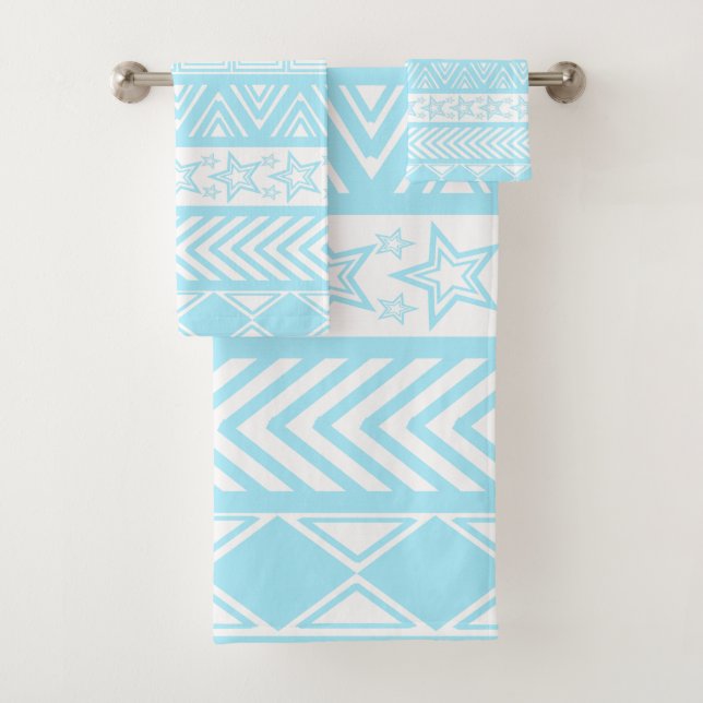 Hellblaues Stammesdesign Badhandtuch Set (Insitu)