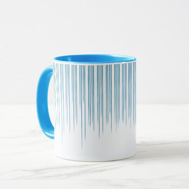 Hellblaues, stilvolles Stripmuster Tasse (Vorderseite Links)