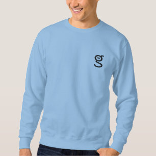 Hellblaues Sweatshirt mit schwarzem Embromierten L