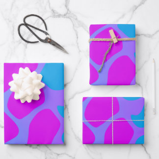 Hellblaues und rosa glänzendes Schleifpapier Geschenkpapier Set