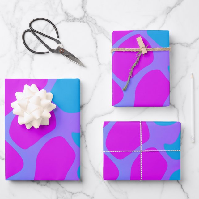 Hellblaues und rosa glänzendes Schleifpapier  Geschenkpapier Set (Vorderseite)