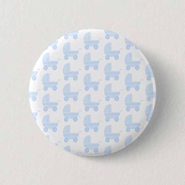 Hellblaues und weißes Kinderwagen-Muster Button (Vorderseite)