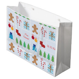 Hellblaues Weihnachtsmuster-große Geschenk-Tasche Große Geschenktüte
