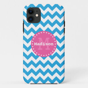 Hellblaurosa Zickzack Zigzag Monogram Case-Mate iPhone Hülle