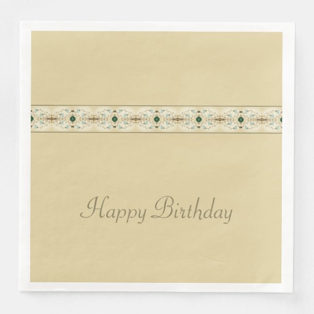 Hellbraun mit zarter Blüte Serviette (Vorderseite)