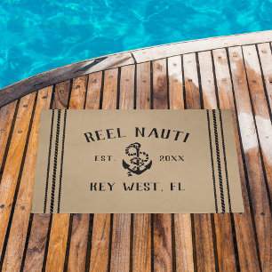 Hellbraun   Rustikaler Ankername Personalisierter  Fußmatte