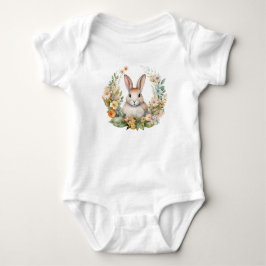 Hellbraun/Tan Kaninchen mit Blume Baby Strampler