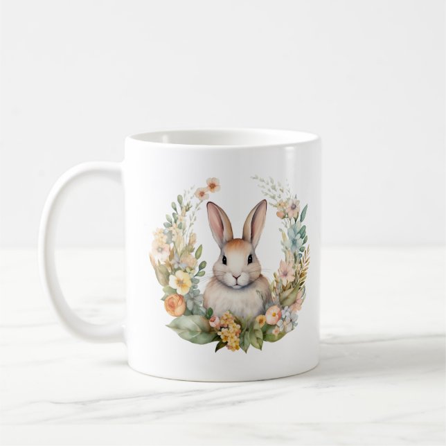 Hellbraun/Tan Kaninchen mit Blume Kaffeetasse (Links)