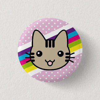 hellbraune Katzen-Tupfen Button