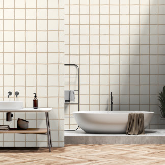 Hellbraunes Beige kariertes Skandi-Minimalist Tapete