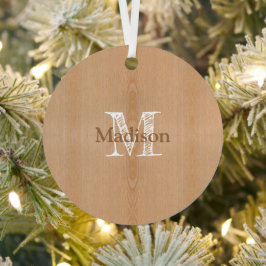 Hellbraunes Holzkorn Custom Monogram Ornament Aus Metall