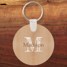 Hellbraunes Holzkorn Custom Monogram Schlüsselanhänger