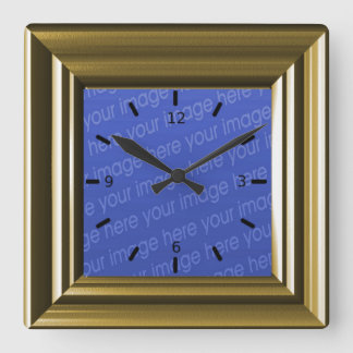 Hellbraunes Imitat-Holz addiert Ihr eigenes Foto Quadratische Wanduhr