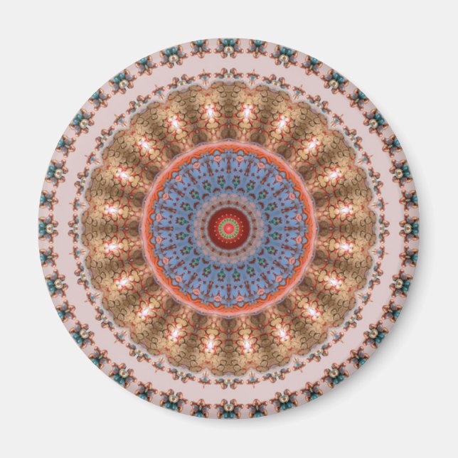 Hellbraunes Mandala-Rad Magnet (Vorne)