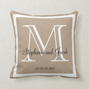Hellbraunes TAN-Hochzeitsandenkenkissen Kissen